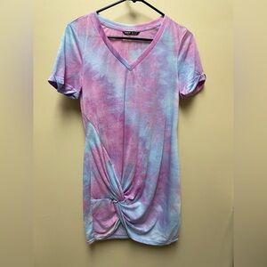 Tie-Dye V-Neck Twist Dress